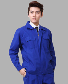 藍(lán)色長(zhǎng)袖滌棉工服訂做套裝