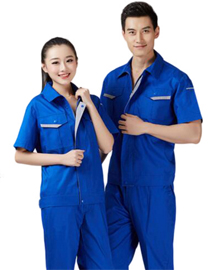 企業(yè)員工藍(lán)色工服定制款式圖