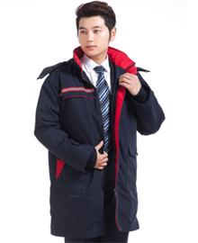 藏藍(lán)色長(zhǎng)款棉衣工服款式圖