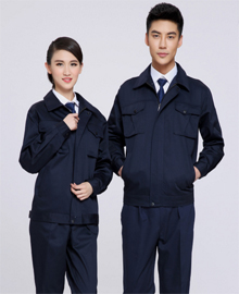 藏藍(lán)色滌棉長(zhǎng)袖工作服款式